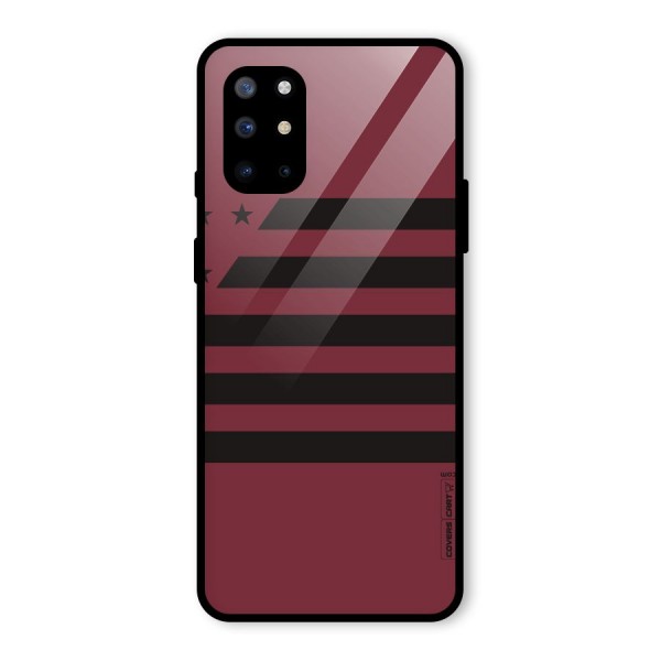 Maroon Star Striped Glass Back Case for OnePlus 8T