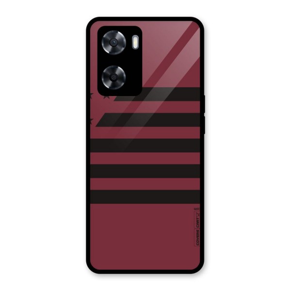 Maroon Star Striped Glass Back Case for Oppo A57 2022