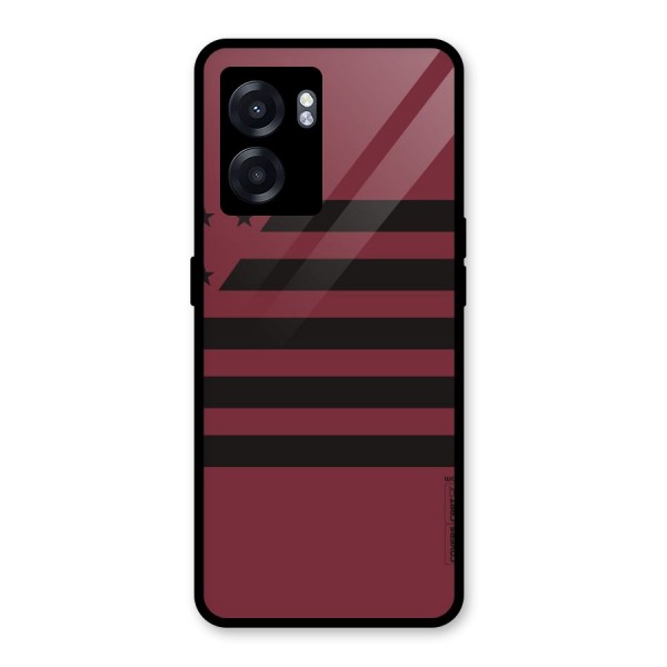 Maroon Star Striped Glass Back Case for Oppo K10 (5G)