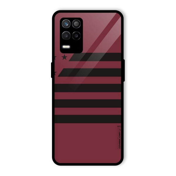 Maroon Star Striped Glass Back Case for Realme 8 5G