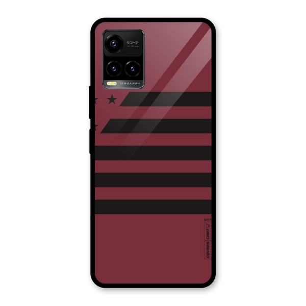 Maroon Star Striped Glass Back Case for Vivo Y21A