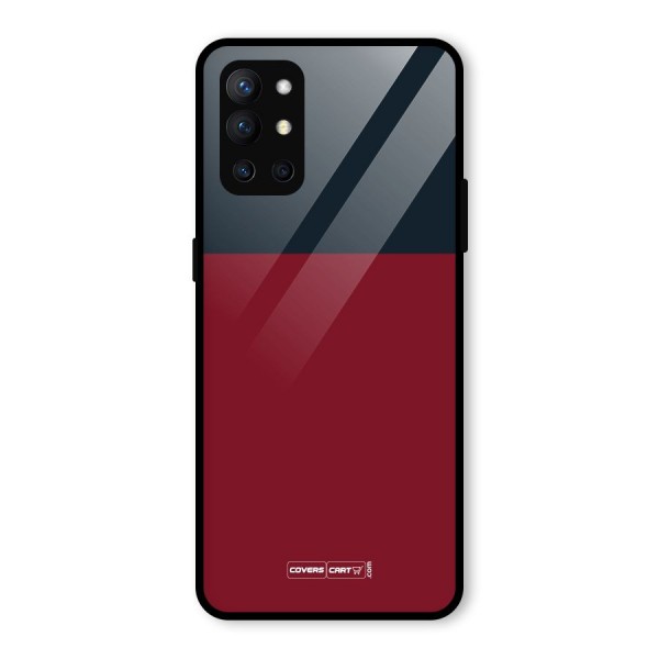 Maroon and Navy Blue Glass Back Case for OnePlus 9R