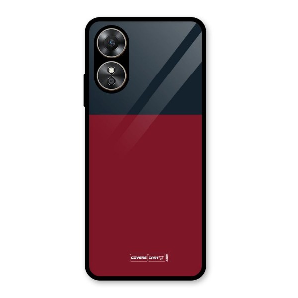 Maroon and Navy Blue Glass Back Case for Oppo A17