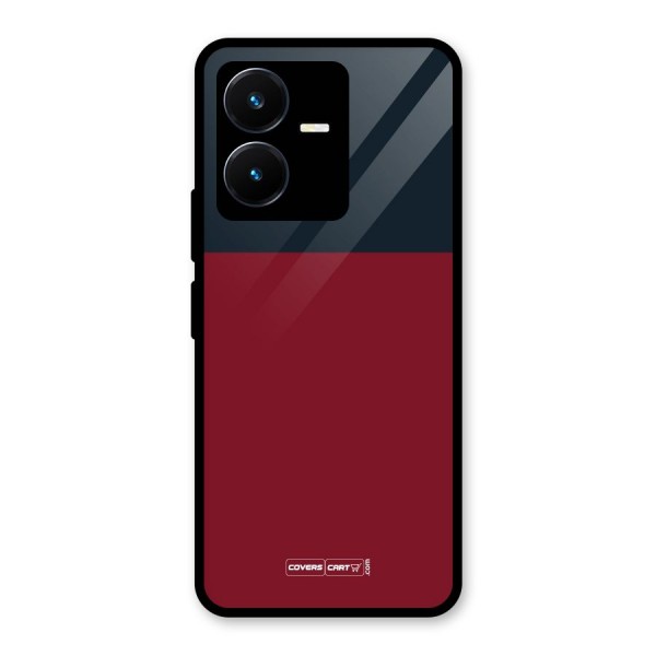 Maroon and Navy Blue Glass Back Case for Vivo Y22