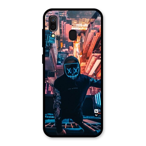 Mask Guy Climbing Building Glass Back Case for Galaxy A30