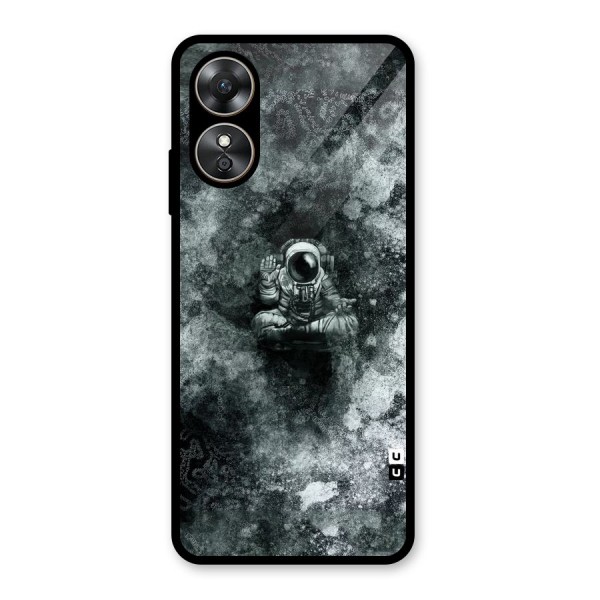 Meditating Spaceman Glass Back Case for Oppo A17