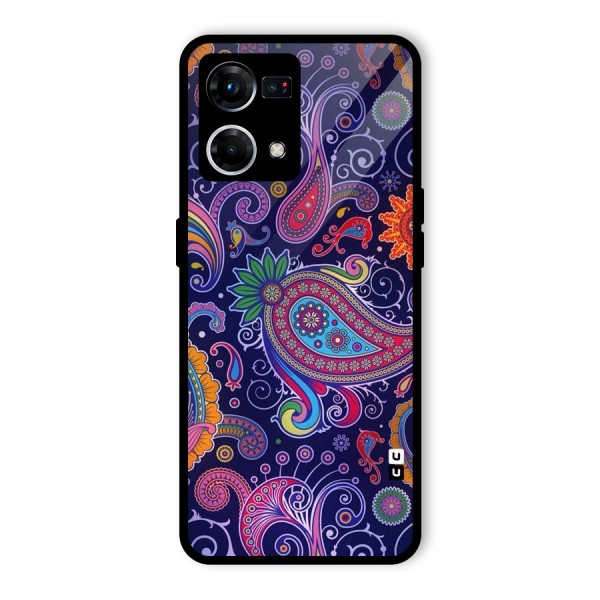 Mehendi Pattern Glass Back Case for Oppo F21s Pro 4G