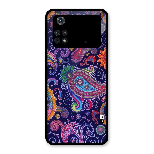 Mehendi Pattern Glass Back Case for Poco M4 Pro 4G