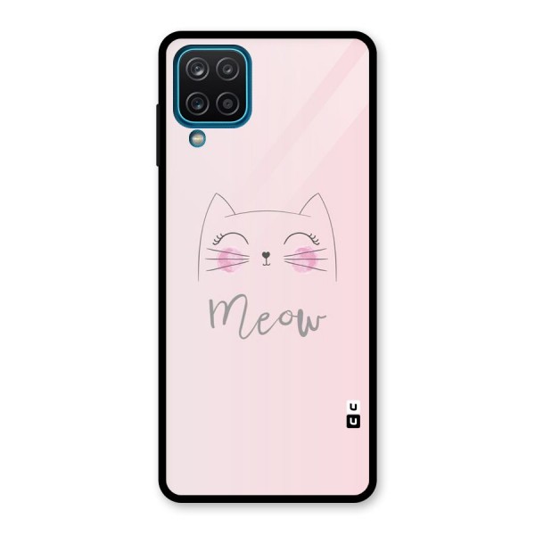 Meow Pink Glass Back Case for Galaxy A12