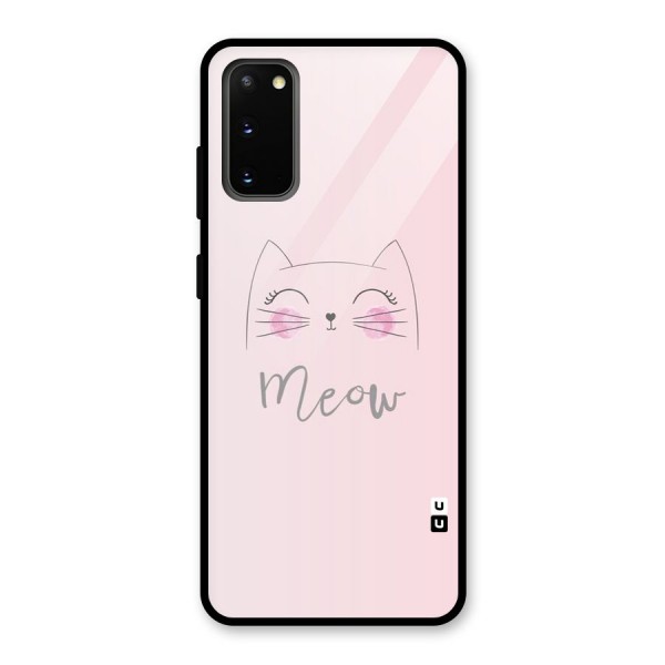 Meow Pink Glass Back Case for Galaxy S20