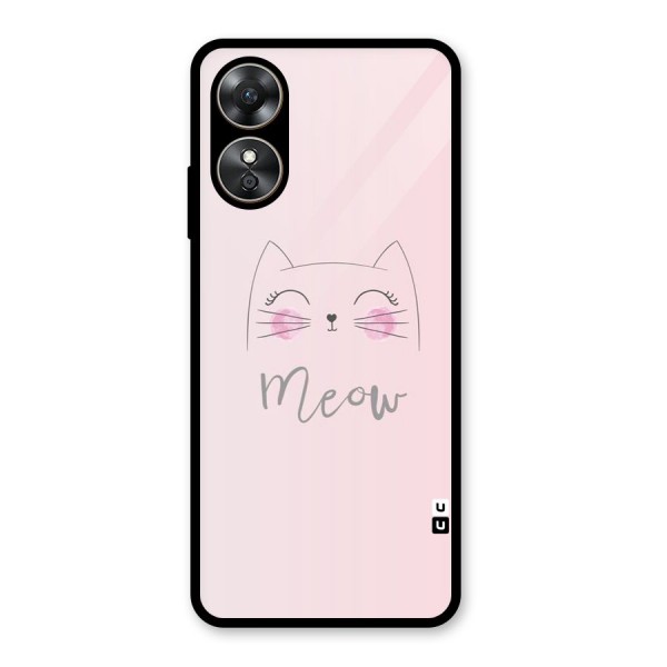 Meow Pink Glass Back Case for Oppo A17