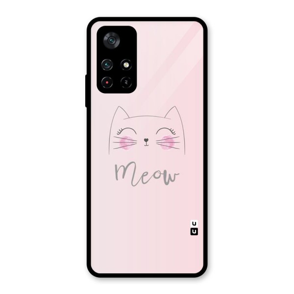 Meow Pink Glass Back Case for Poco M4 Pro 5G