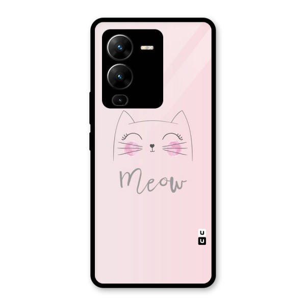 Meow Pink Glass Back Case for Vivo V25 Pro