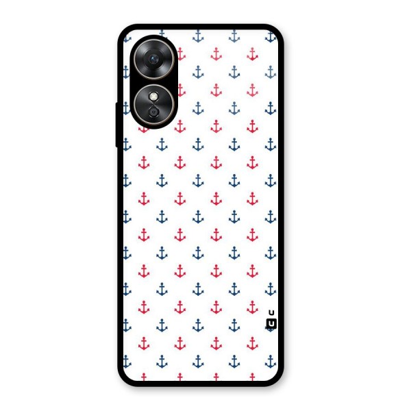 Minimal Anchor Pattern Glass Back Case for Oppo A17