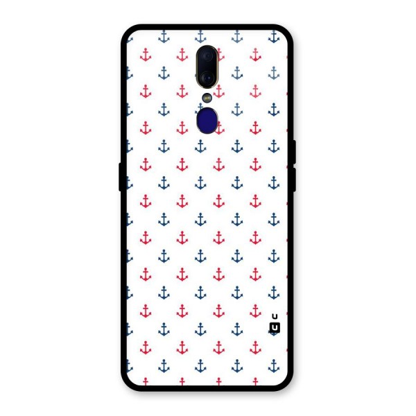 Minimal Anchor Pattern Glass Back Case for Oppo F11