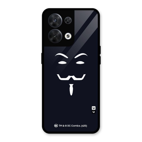 Minimal Anonymous Mask Glass Back Case for Oppo Reno8 5G