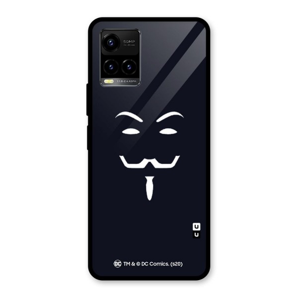 Minimal Anonymous Mask Glass Back Case for Vivo Y21 2021