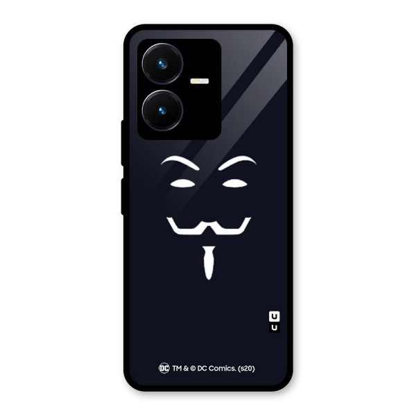 Minimal Anonymous Mask Glass Back Case for Vivo Y22