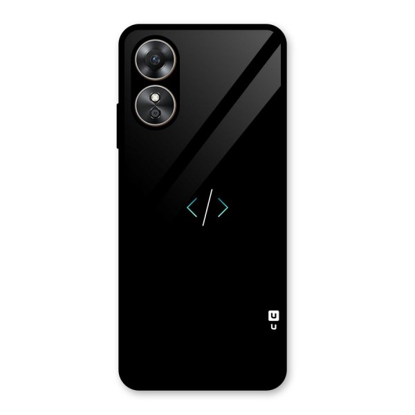 Minimal Dark Coding Glass Back Case for Oppo A17