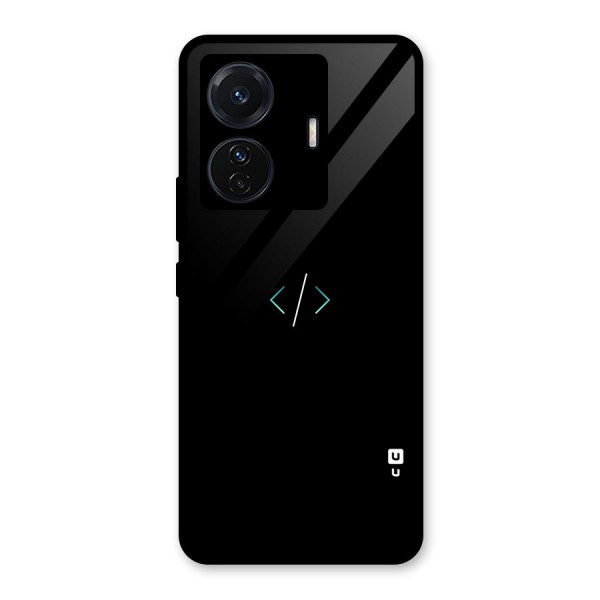 Minimal Dark Coding Glass Back Case for Vivo T1 Pro