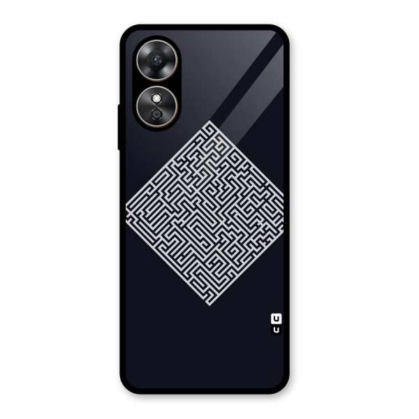 Minimal Maze Pattern Glass Back Case for Oppo A17