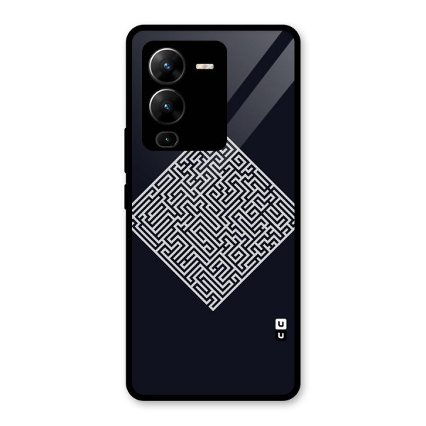 Minimal Maze Pattern Glass Back Case for Vivo V25 Pro