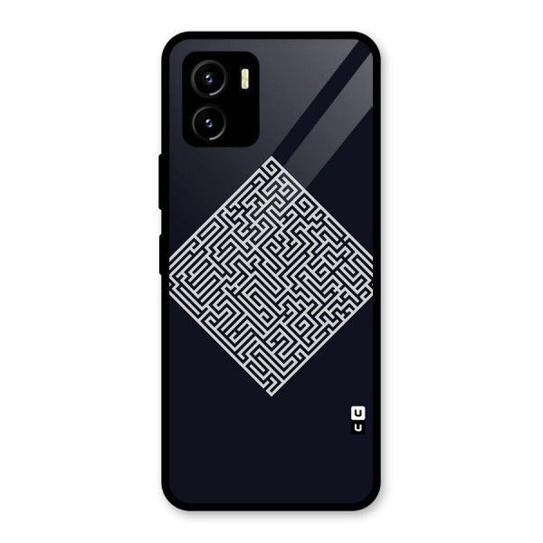 Minimal Maze Pattern Glass Back Case for Vivo Y15s