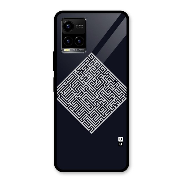 Minimal Maze Pattern Glass Back Case for Vivo Y21 2021