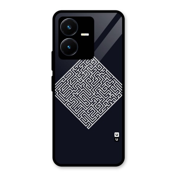 Minimal Maze Pattern Glass Back Case for Vivo Y22