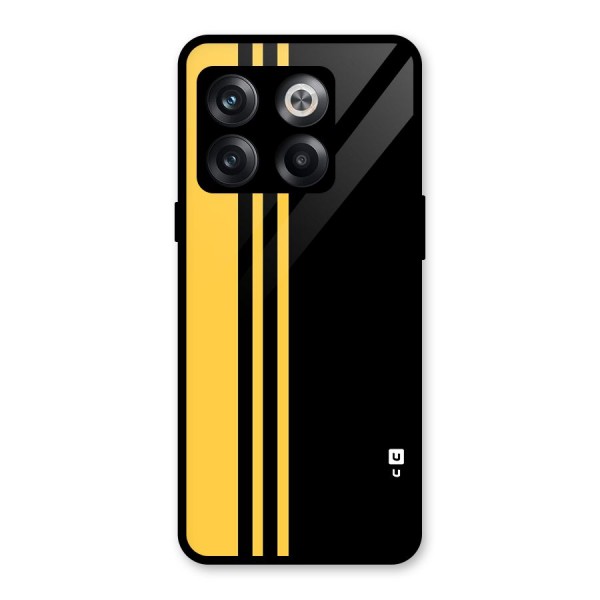 Minimal Yellow and Black Design Glass Back Case for OnePlus 10T