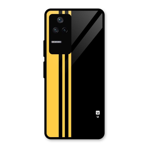 Minimal Yellow and Black Design Glass Back Case for Poco F4 5G