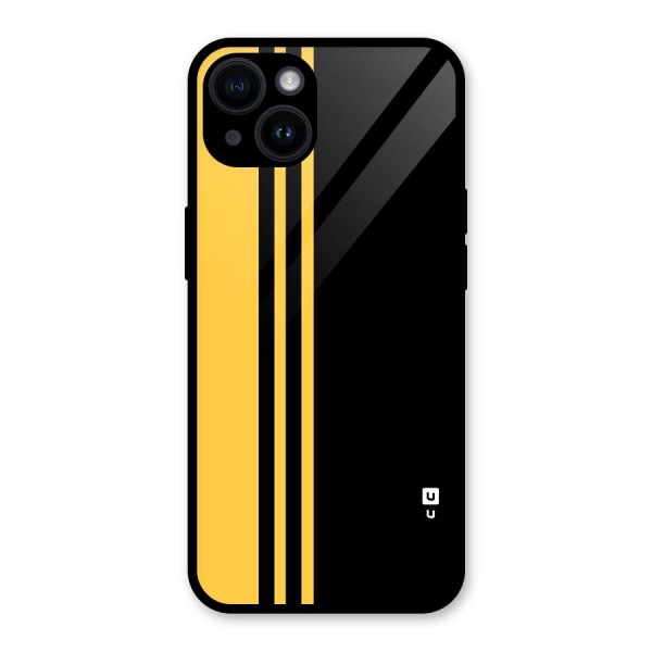 Minimal Yellow and Black Design Glass Back Case for iPhone 14
