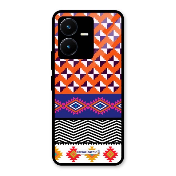 Mixed Pattern Aztec Glass Back Case for Vivo Y22