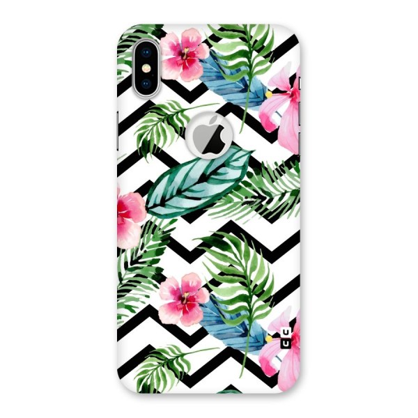 Modern Flowers Back Case for iPhone XS Logo Cut