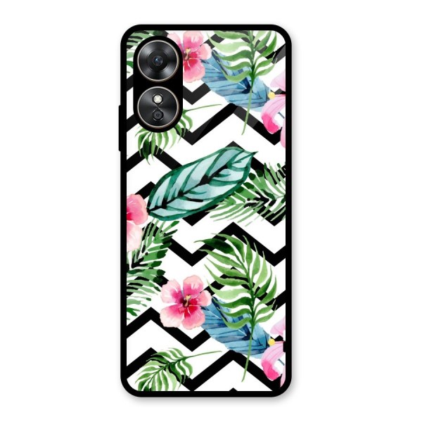 Modern Flowers Glass Back Case for Oppo A17