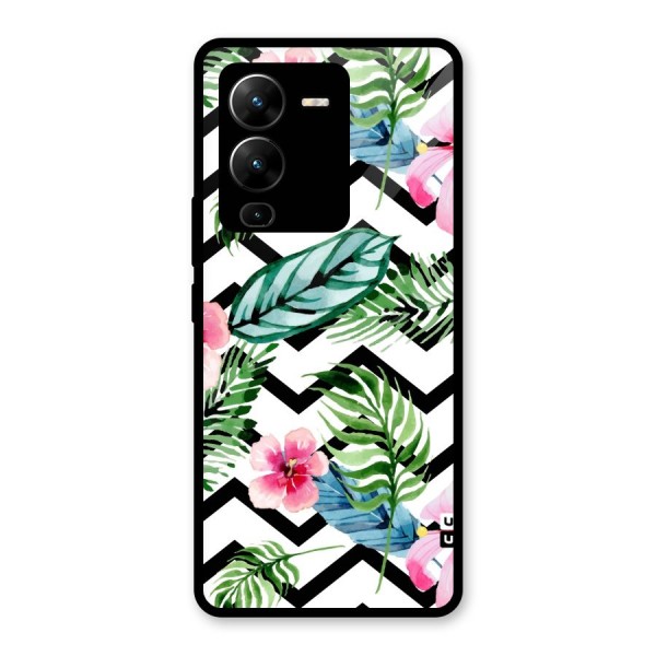 Modern Flowers Glass Back Case for Vivo V25 Pro