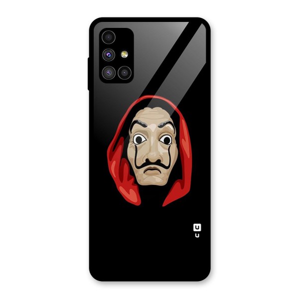 Money Heist Mask Glass Back Case for Galaxy M51