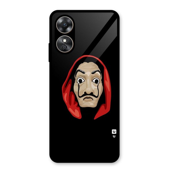 Money Heist Mask Glass Back Case for Oppo A17