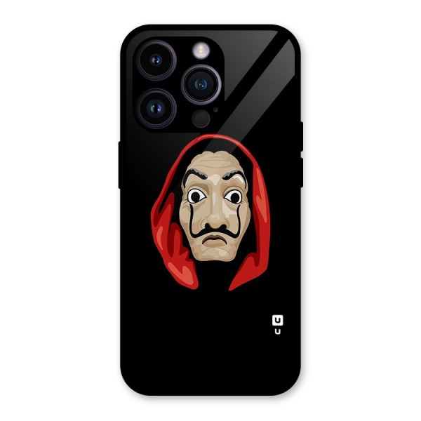 Money Heist Mask Glass Back Case for iPhone 14 Pro