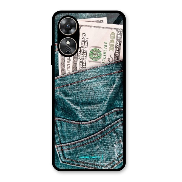 Money in Jeans Glass Back Case for Oppo A17