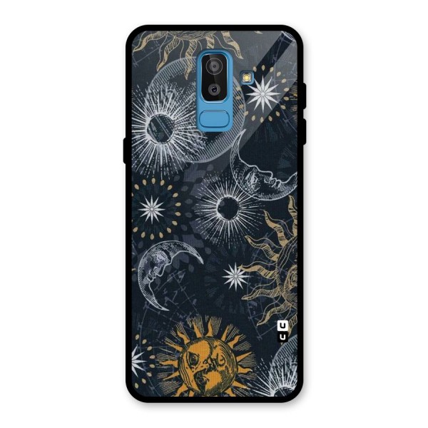 Moon And Sun Glass Back Case for Galaxy J8