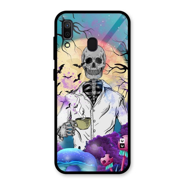 Morning Tea Skull Glass Back Case for Galaxy A30