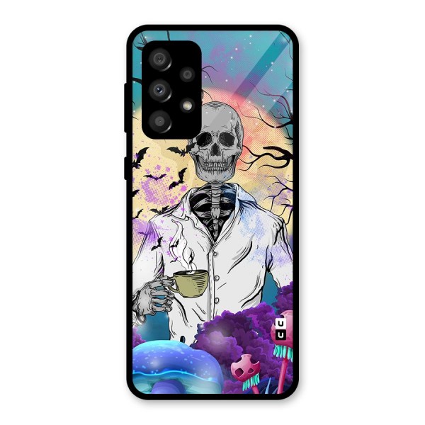 Morning Tea Skull Glass Back Case for Galaxy A32