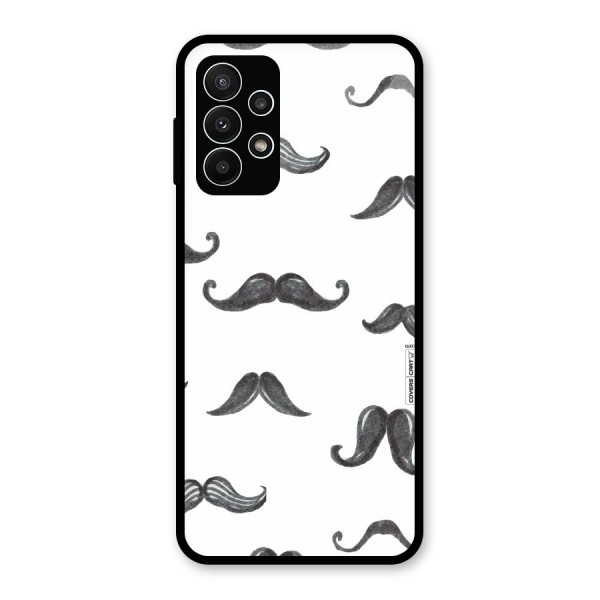 Moustache Pattern (Black) Glass Back Case for Galaxy A23