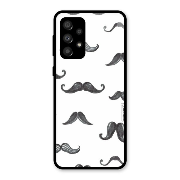 Moustache Pattern (Black) Glass Back Case for Galaxy A32