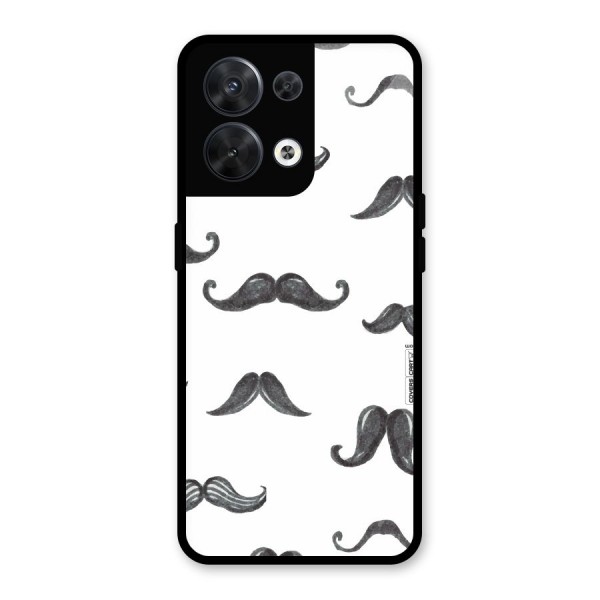 Moustache Pattern (Black) Glass Back Case for Oppo Reno8 5G