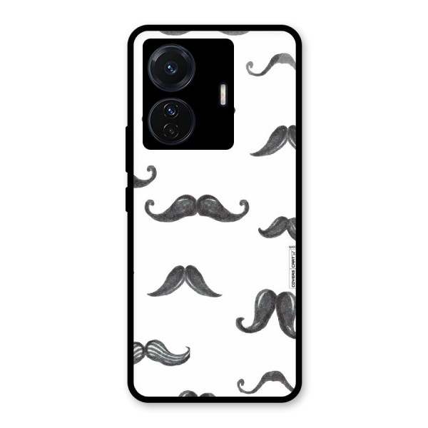 Moustache Pattern (Black) Glass Back Case for Vivo T1 Pro