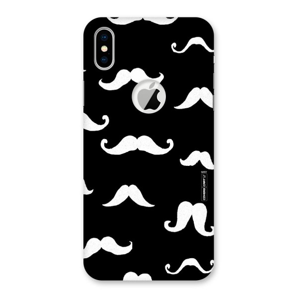 Moustache Pattern (White) Back Case for iPhone XS Logo Cut