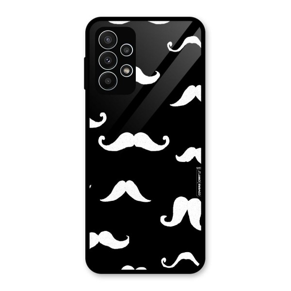 Moustache Pattern (White) Glass Back Case for Galaxy A23