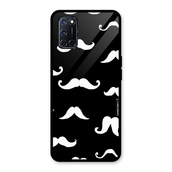 Moustache Pattern (White) Glass Back Case for Oppo A52